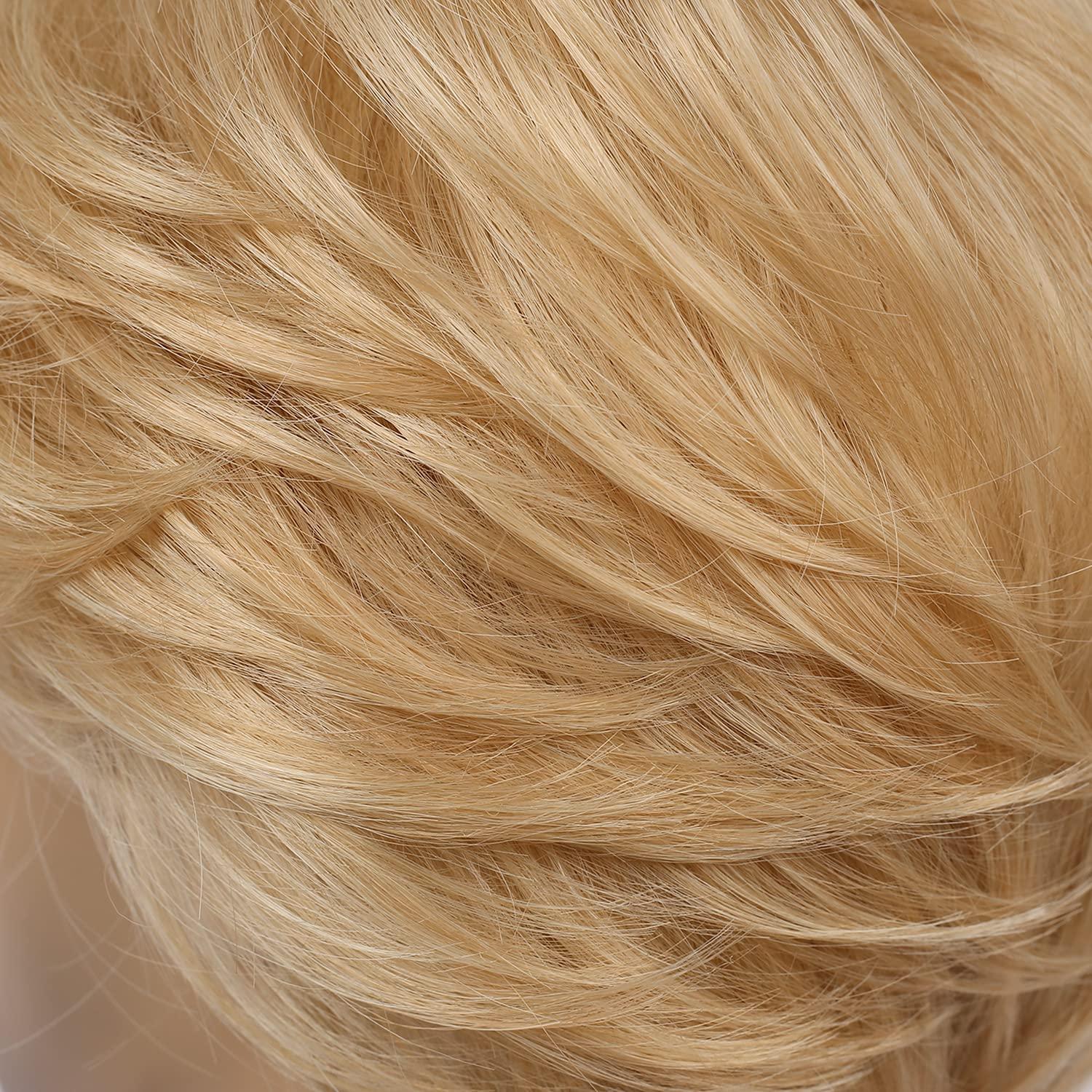 imageMens Blonde Wigs Short Curly Layered Cosplay Costume Party Wigs for Male GuyBlondeBlonde