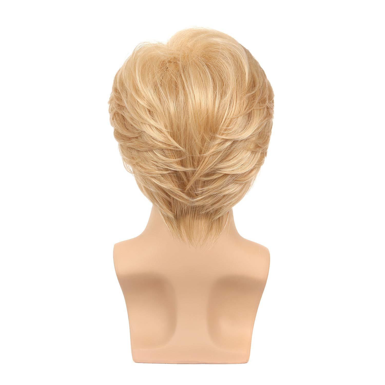 imageMens Blonde Wigs Short Curly Layered Cosplay Costume Party Wigs for Male GuyBlondeBlonde