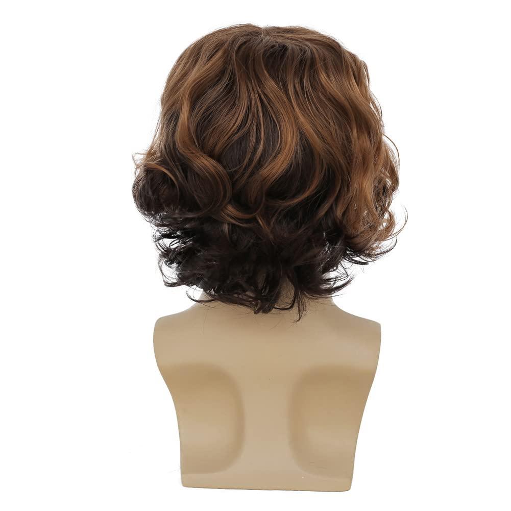 imageMens Brown Curly Wig Short Fluffy Natural Side Part Synthetic Hair for Male Costume Daily Party Cosplay Halloween UseBlonde BrownBlond to Brown