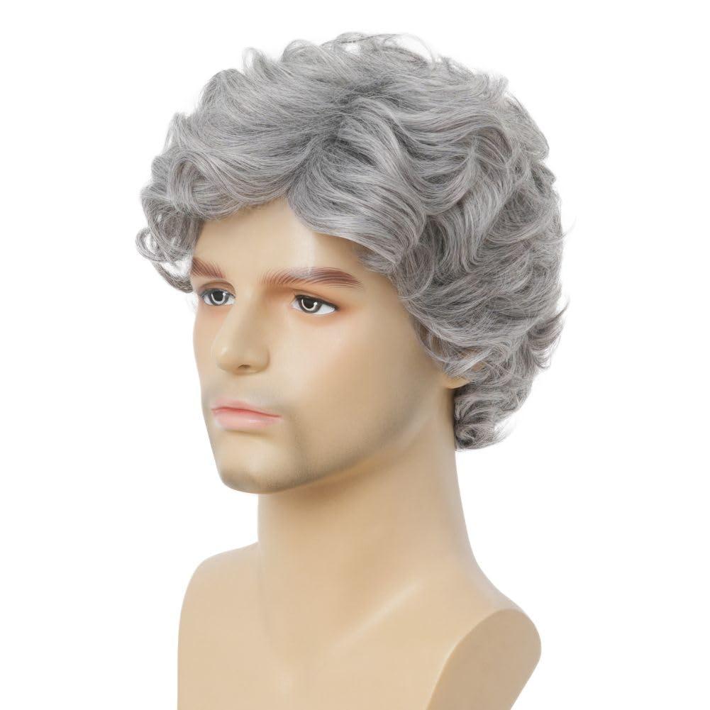 imageMens Brown Curly Wig Short Fluffy Natural Side Part Synthetic Hair for Male Costume Daily Party Cosplay Halloween UseBlonde BrownGrey