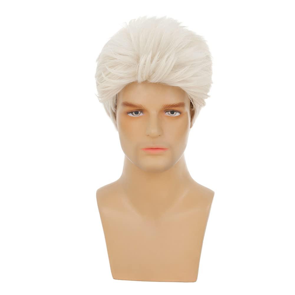 imageMens Brown Curly Wig Short Fluffy Natural Side Part Synthetic Hair for Male Costume Daily Party Cosplay Halloween UseBlonde BrownWhite