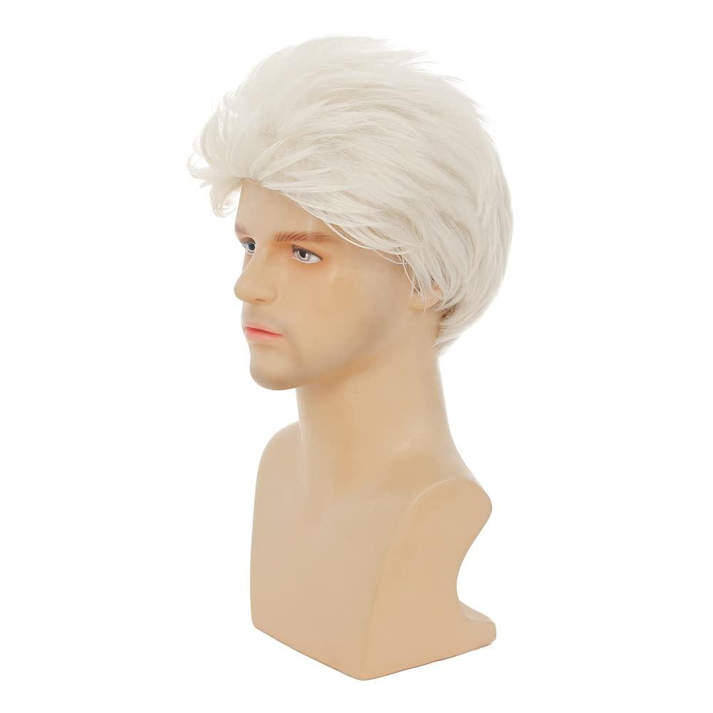 imageMens Brown Curly Wig Short Fluffy Natural Side Part Synthetic Hair for Male Costume Daily Party Cosplay Halloween UseBlonde BrownWhite