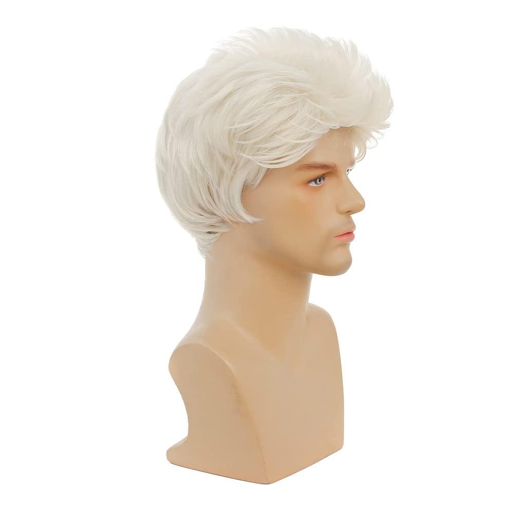 imageMens Brown Curly Wig Short Fluffy Natural Side Part Synthetic Hair for Male Costume Daily Party Cosplay Halloween UseBlonde BrownWhite