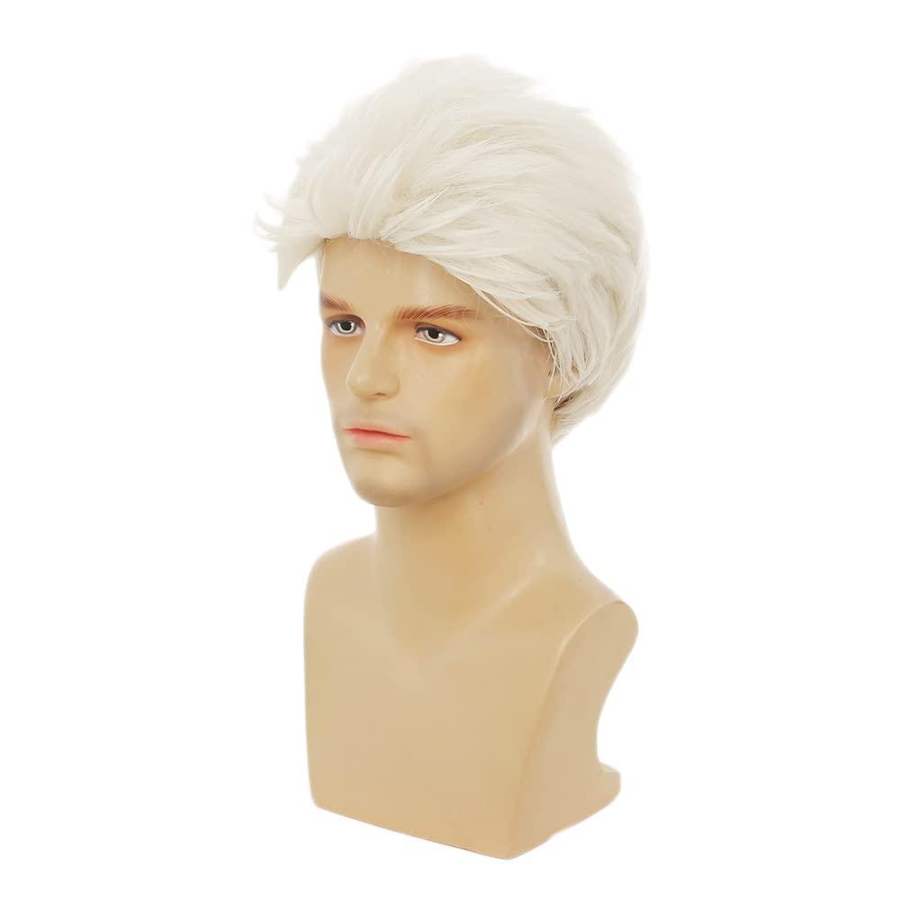 imageMens Brown Curly Wig Short Fluffy Natural Side Part Synthetic Hair for Male Costume Daily Party Cosplay Halloween UseBlonde BrownWhite