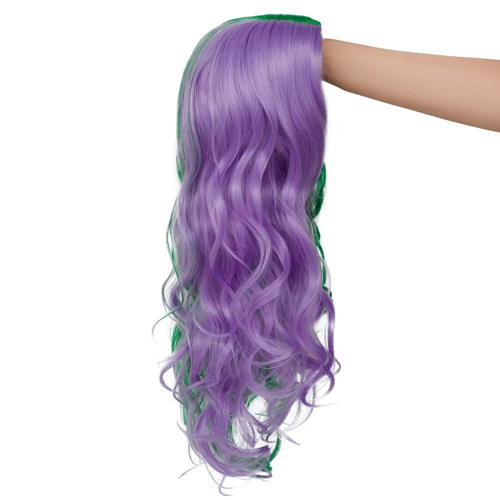 imageOrange Wig with Bangs for Women Long Curly Wavy Heat Resistantant Silky Ginger Wigs Cosplay Halloween Daily Use OrangeGreen Purple
