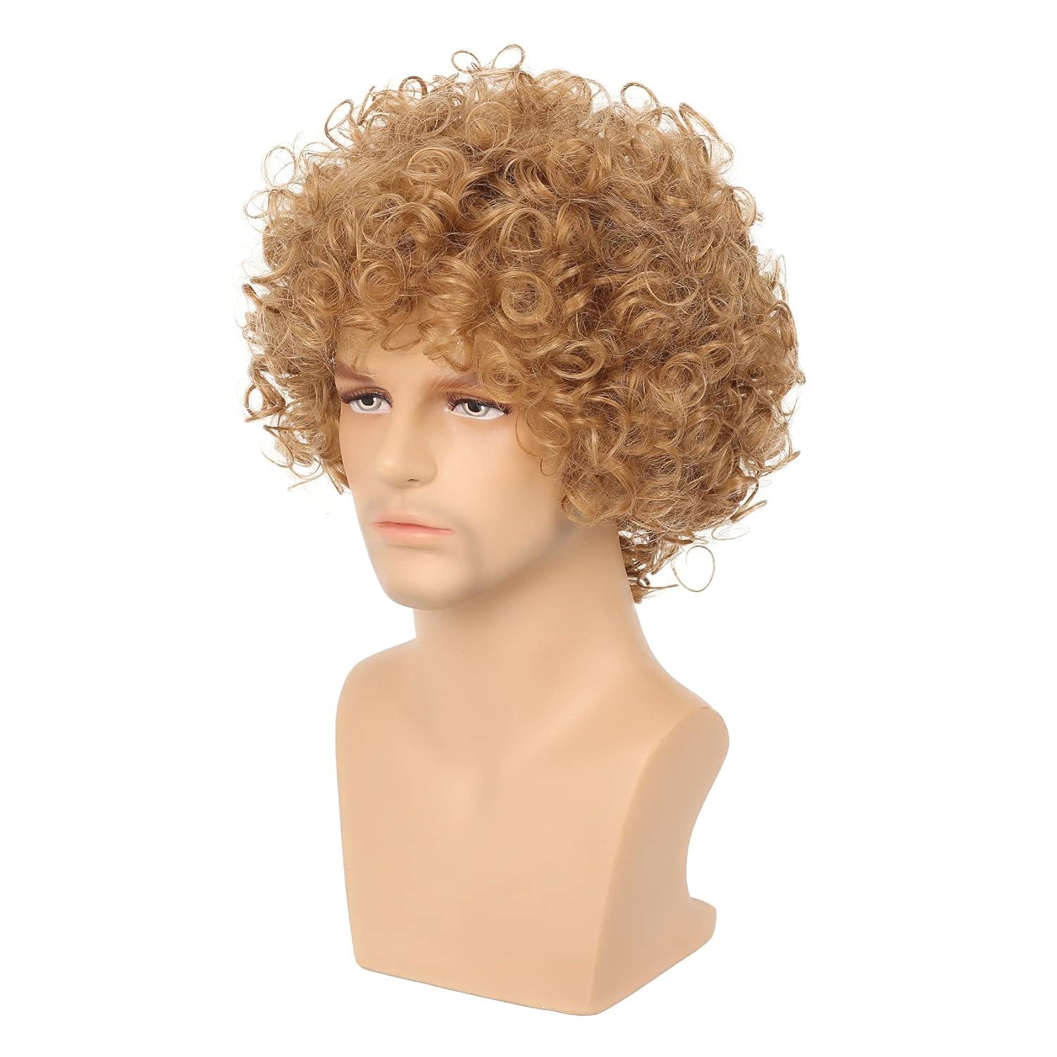 imageShort Black Wigs for Men Layered Fluffy Natural Synthetic Hair Male Wig Daily and Halloween WigBlonde