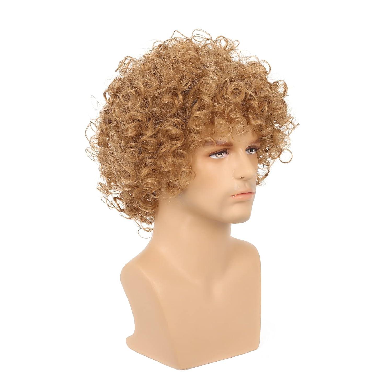 imageShort Black Wigs for Men Layered Fluffy Natural Synthetic Hair Male Wig Daily and Halloween WigBlonde