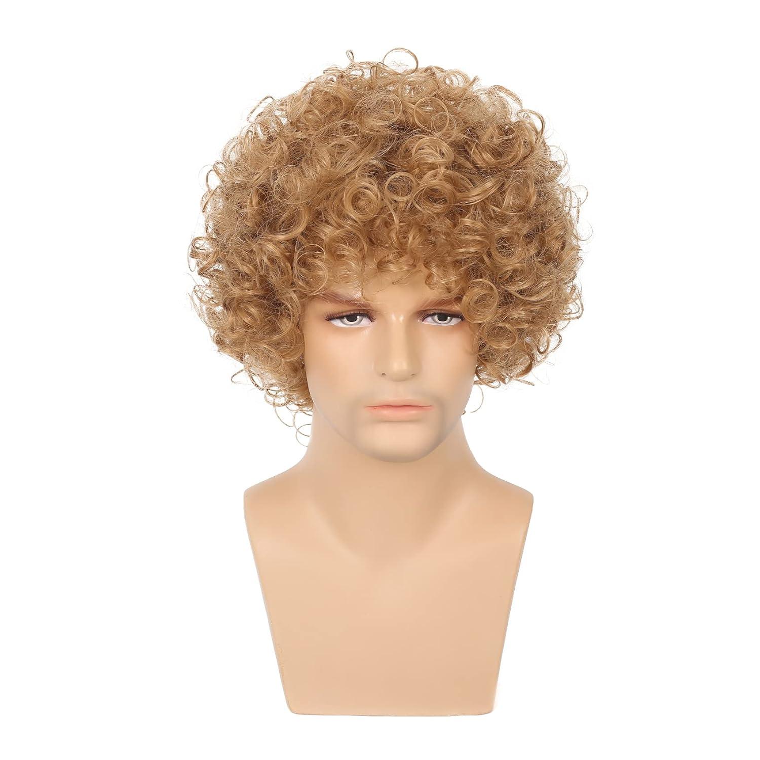 imageShort Black Wigs for Men Layered Fluffy Natural Synthetic Hair Male Wig Daily and Halloween WigBlonde