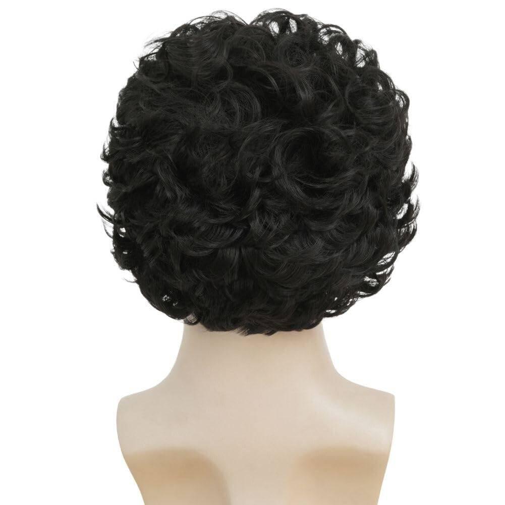 imageShort Black Wigs for Men Layered Fluffy Natural Synthetic Hair Male Wig Daily and Halloween WigCurly Black