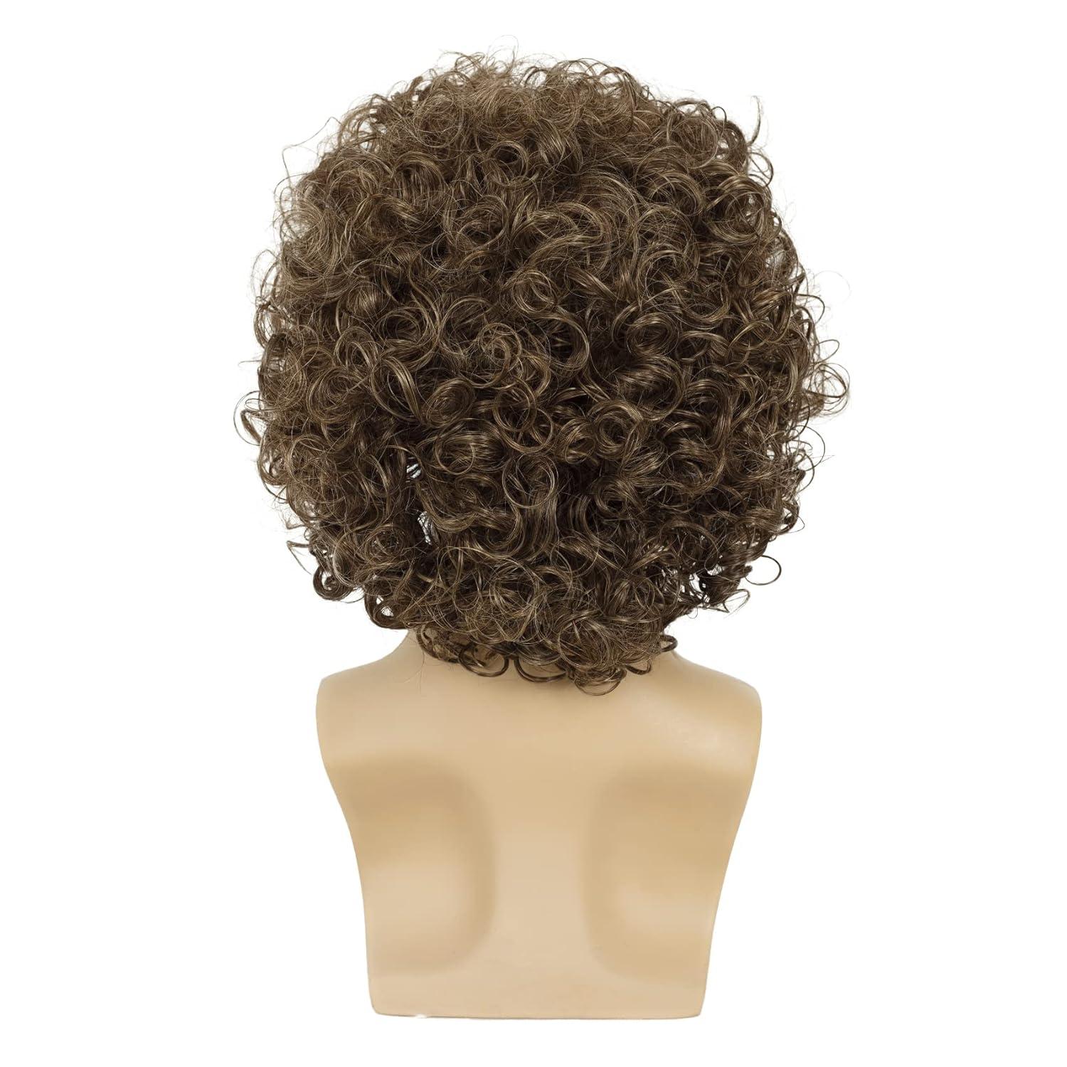 imageShort Black Wigs for Men Layered Fluffy Natural Synthetic Hair Male Wig Daily and Halloween WigLight Brwon