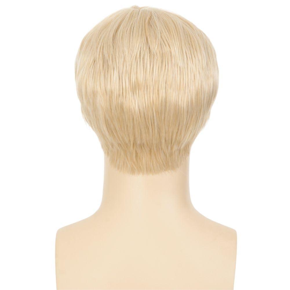 imageShort Black Wigs for Men Layered Fluffy Natural Synthetic Hair Male Wig Daily and Halloween WigShort Blonde