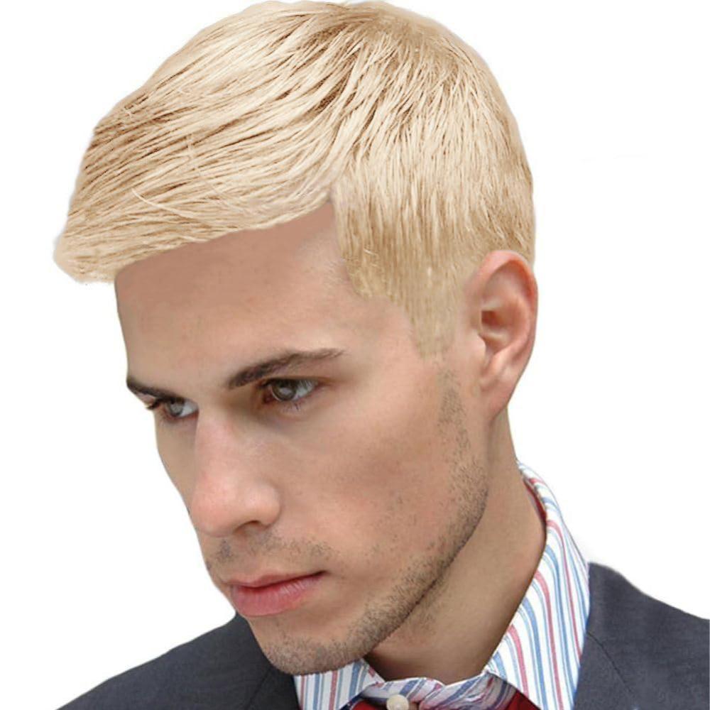 imageShort Black Wigs for Men Layered Fluffy Natural Synthetic Hair Male Wig Daily and Halloween WigShort Blonde