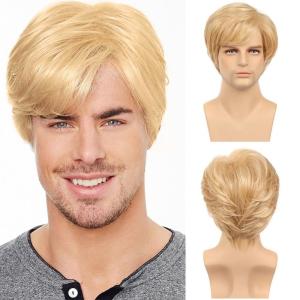 Mens Blonde Wigs Short Curly Layered Cosplay Costume Party Wigs for Male Guy(Blonde)(Blonde)