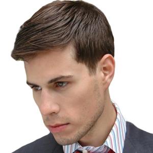 Short Black Wigs for Men Layered Fluffy Natural Synthetic Hair Male Wig Daily and Halloween Wig(Brown#2)