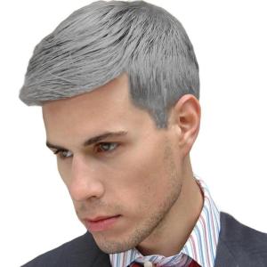 Short Black Wigs for Men Layered Fluffy Natural Synthetic Hair Male Wig Daily and Halloween Wig(Grey)