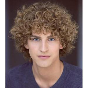 Short Black Wigs for Men Layered Fluffy Natural Synthetic Hair Male Wig Daily and Halloween Wig(Light Brwon)