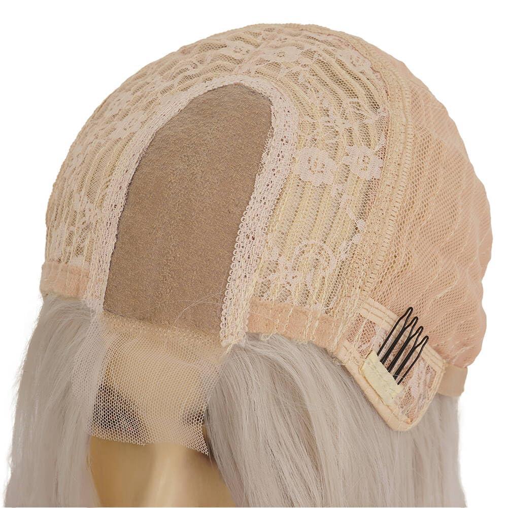 imageBlonde Blue Long Curly Wigs for Women 26 Inch Wavy Synthetic Middle Part Colourful Hair Wigs for Halloween Cosplay UseLace Pink