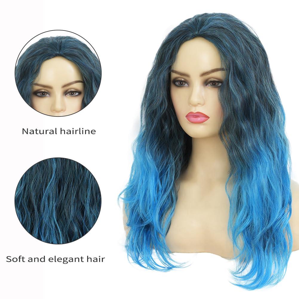 imageBlonde Curly Short Finger Wave Wigs for Lady with Bangs Synthetic Hair Natural Cosplay Halloween Costume Women WigsBlack Blue