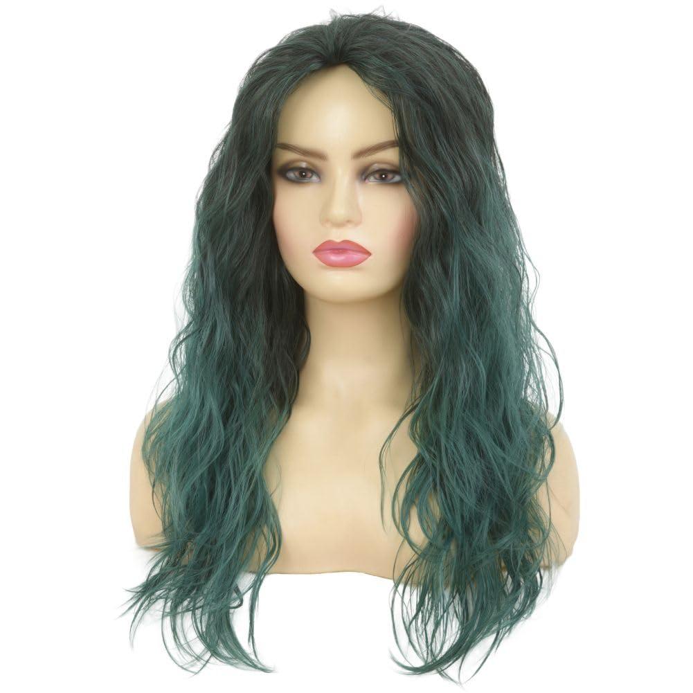 imageBlonde Curly Short Finger Wave Wigs for Lady with Bangs Synthetic Hair Natural Cosplay Halloween Costume Women WigsBlack Green