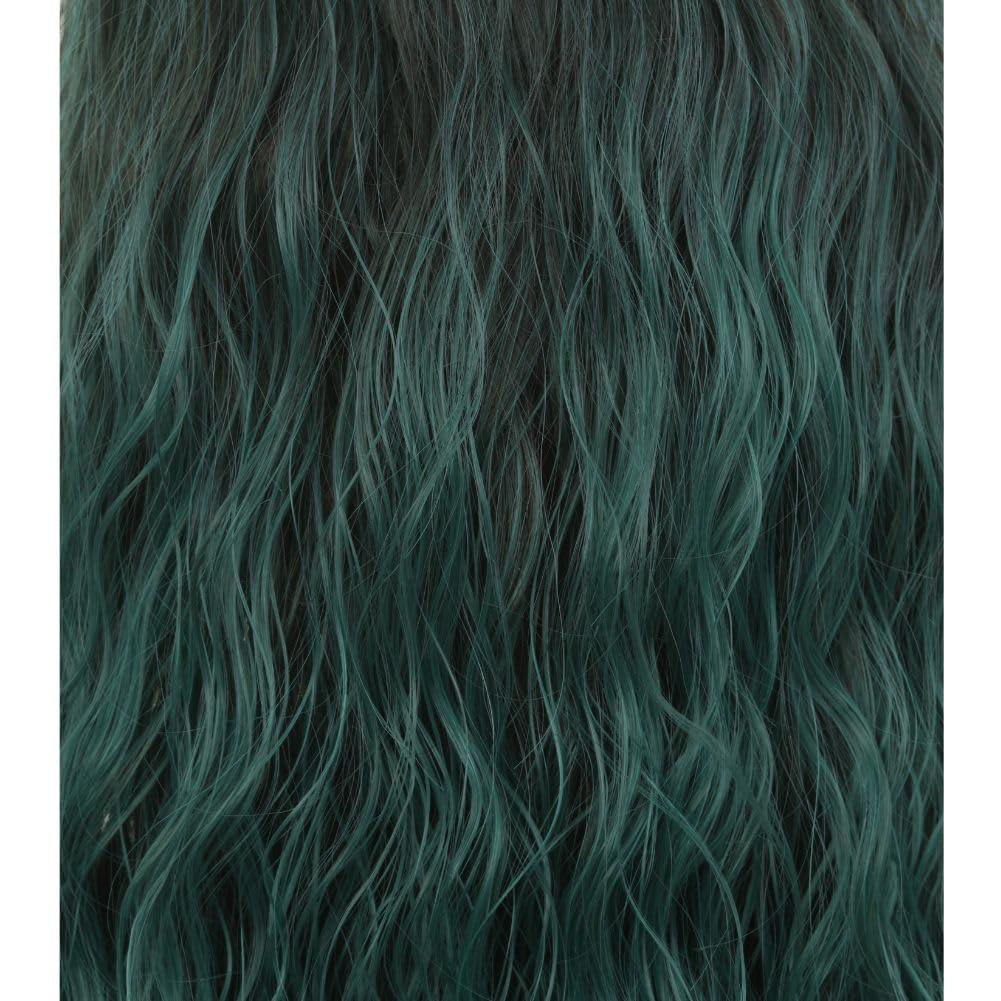 imageBlonde Curly Short Finger Wave Wigs for Lady with Bangs Synthetic Hair Natural Cosplay Halloween Costume Women WigsBlack Green