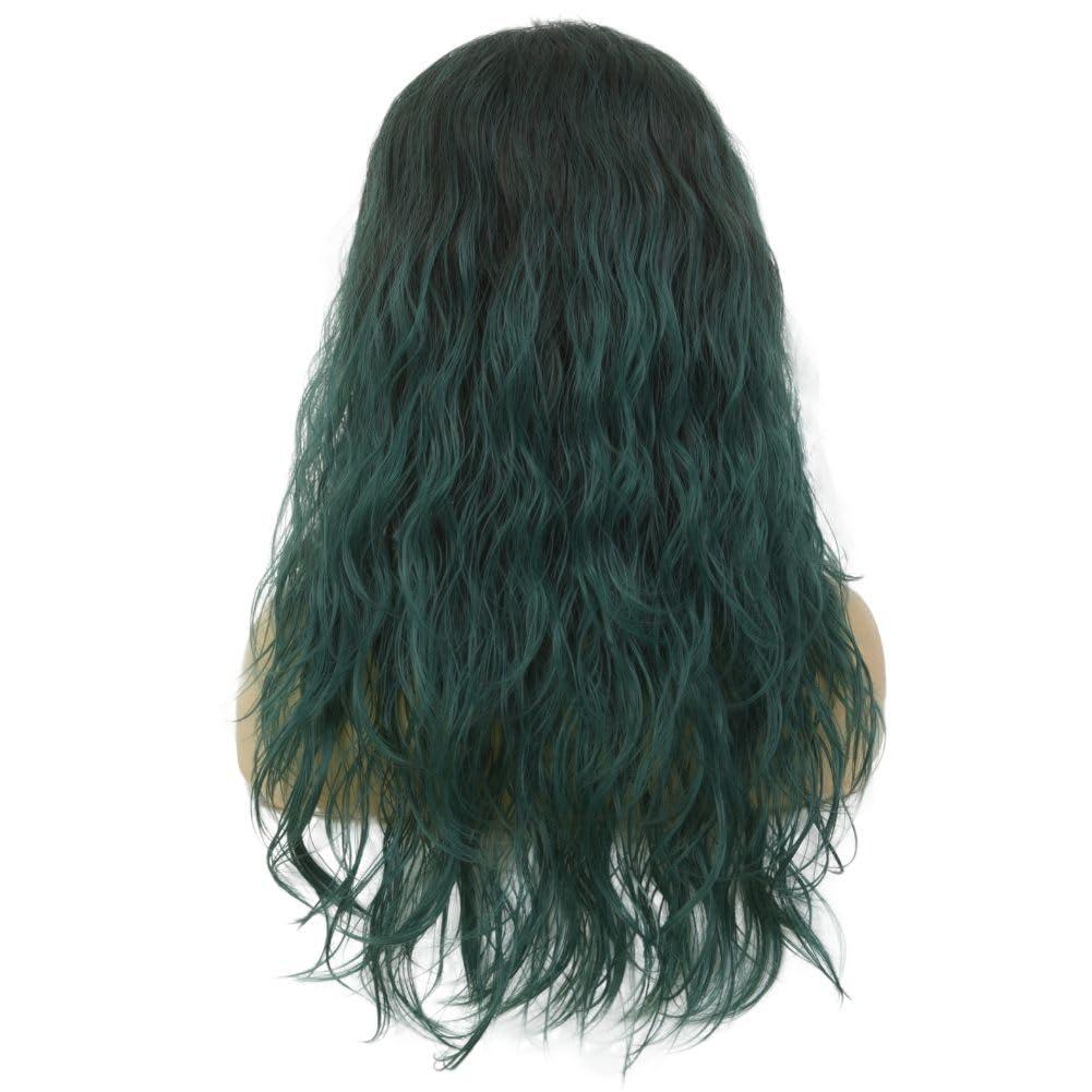 imageBlonde Curly Short Finger Wave Wigs for Lady with Bangs Synthetic Hair Natural Cosplay Halloween Costume Women WigsBlack Green