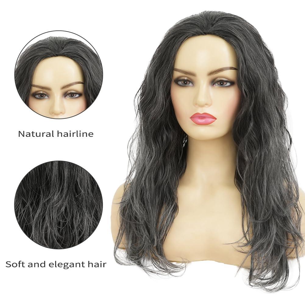 imageBlonde Curly Short Finger Wave Wigs for Lady with Bangs Synthetic Hair Natural Cosplay Halloween Costume Women WigsBlack Grey