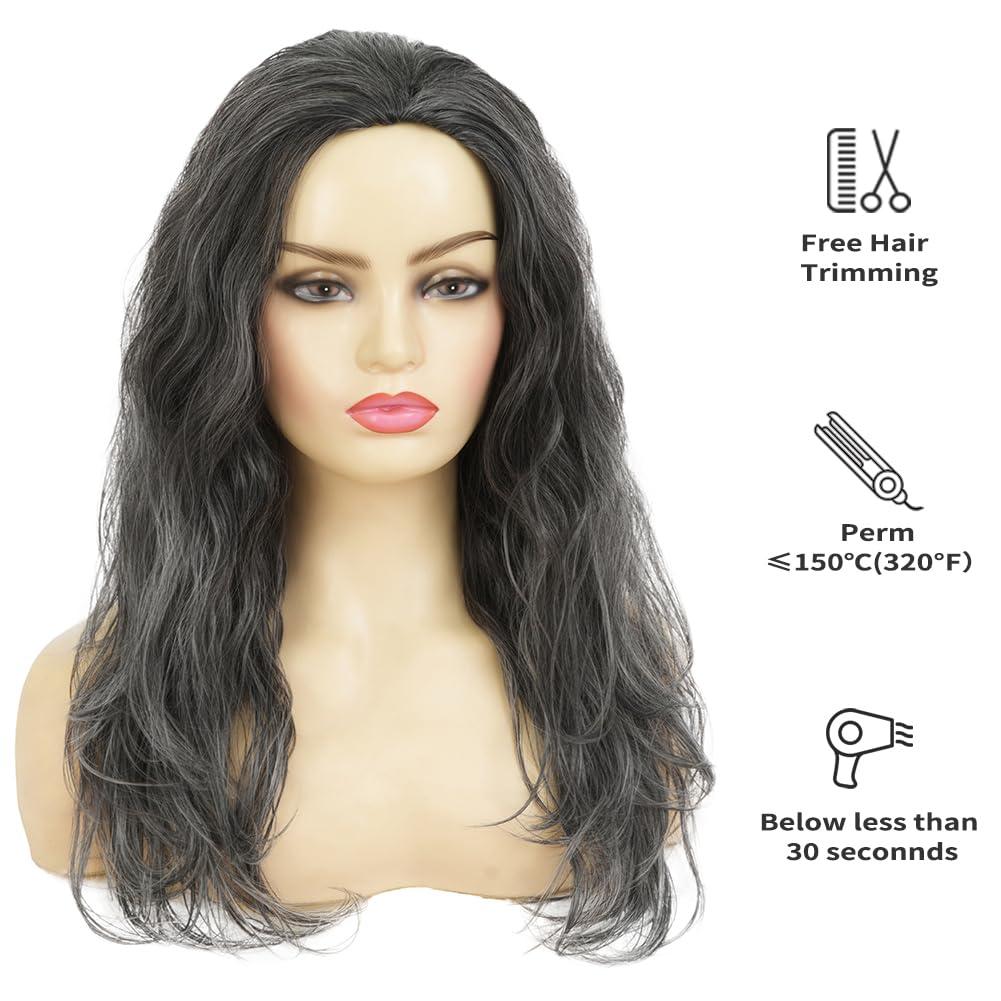 imageBlonde Curly Short Finger Wave Wigs for Lady with Bangs Synthetic Hair Natural Cosplay Halloween Costume Women WigsBlack Grey