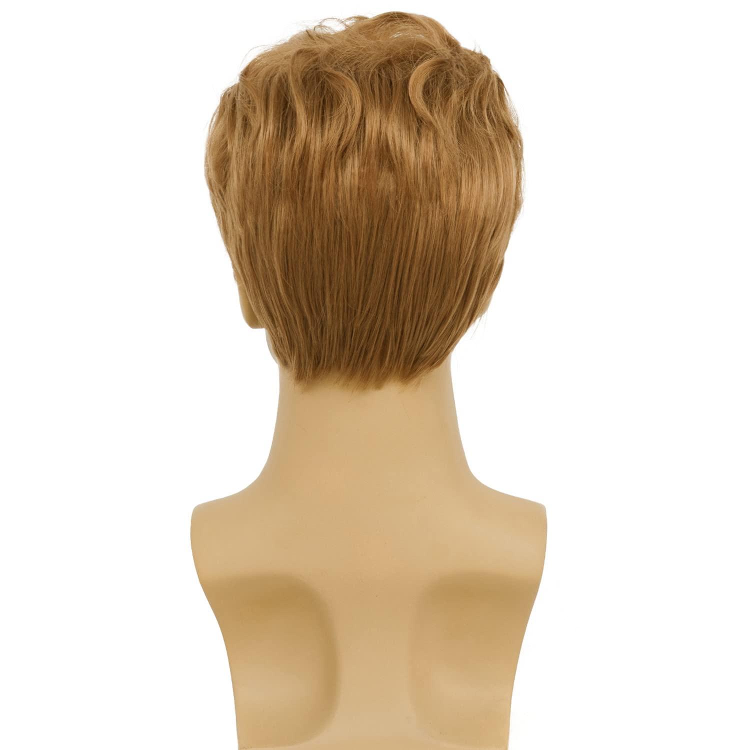 imageCurly Blonde Short Wigs for Men Fluffy Natural Layered Synthetic Blonde Wig Halloween Cosplay Hair Wig for Male Guy BlondeBlonde