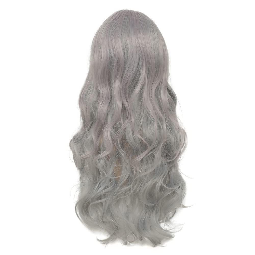 imageGrey Wigs Long Curly Wavy Wigs for Women Middle Part Natural Looking Fiber Synthetic Wigs for Halloween Cosplay Daily Use