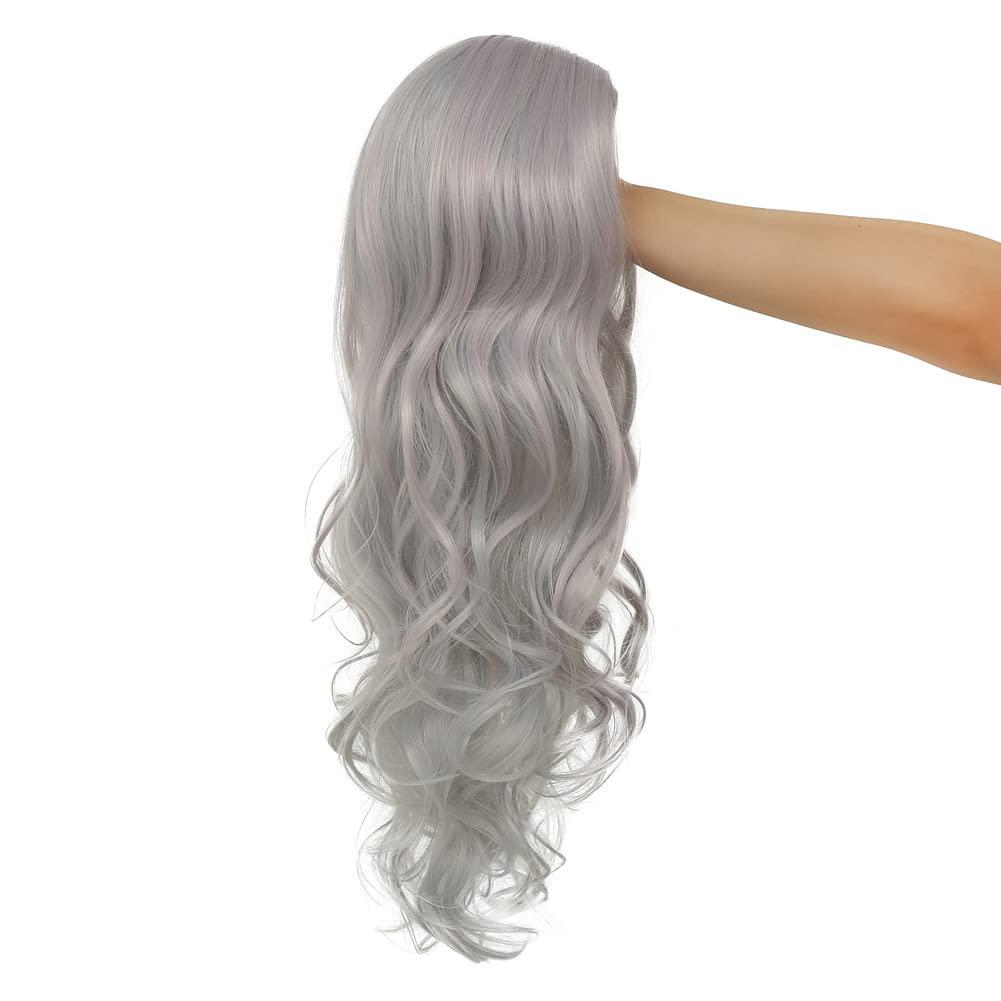 imageGrey Wigs Long Curly Wavy Wigs for Women Middle Part Natural Looking Fiber Synthetic Wigs for Halloween Cosplay Daily Use