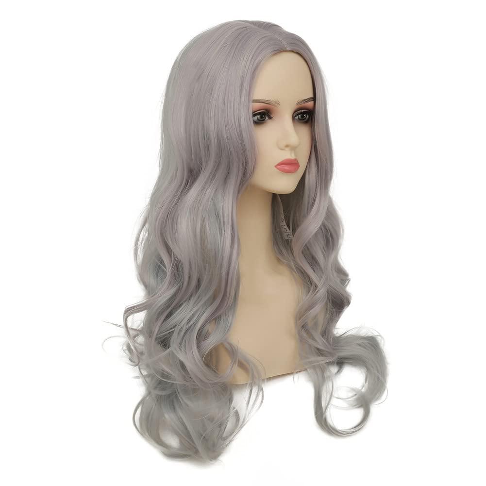 imageGrey Wigs Long Curly Wavy Wigs for Women Middle Part Natural Looking Fiber Synthetic Wigs for Halloween Cosplay Daily Use