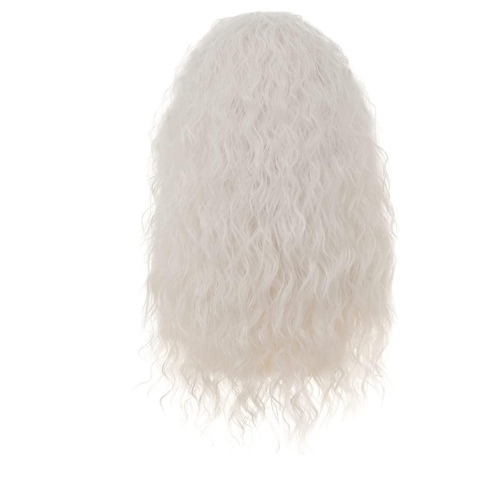 imageLong Red Curly Wavy Wigs with Bangs Natural Looking Wig Heat Resistantant Cosplay Halloween Hair WigsWhite