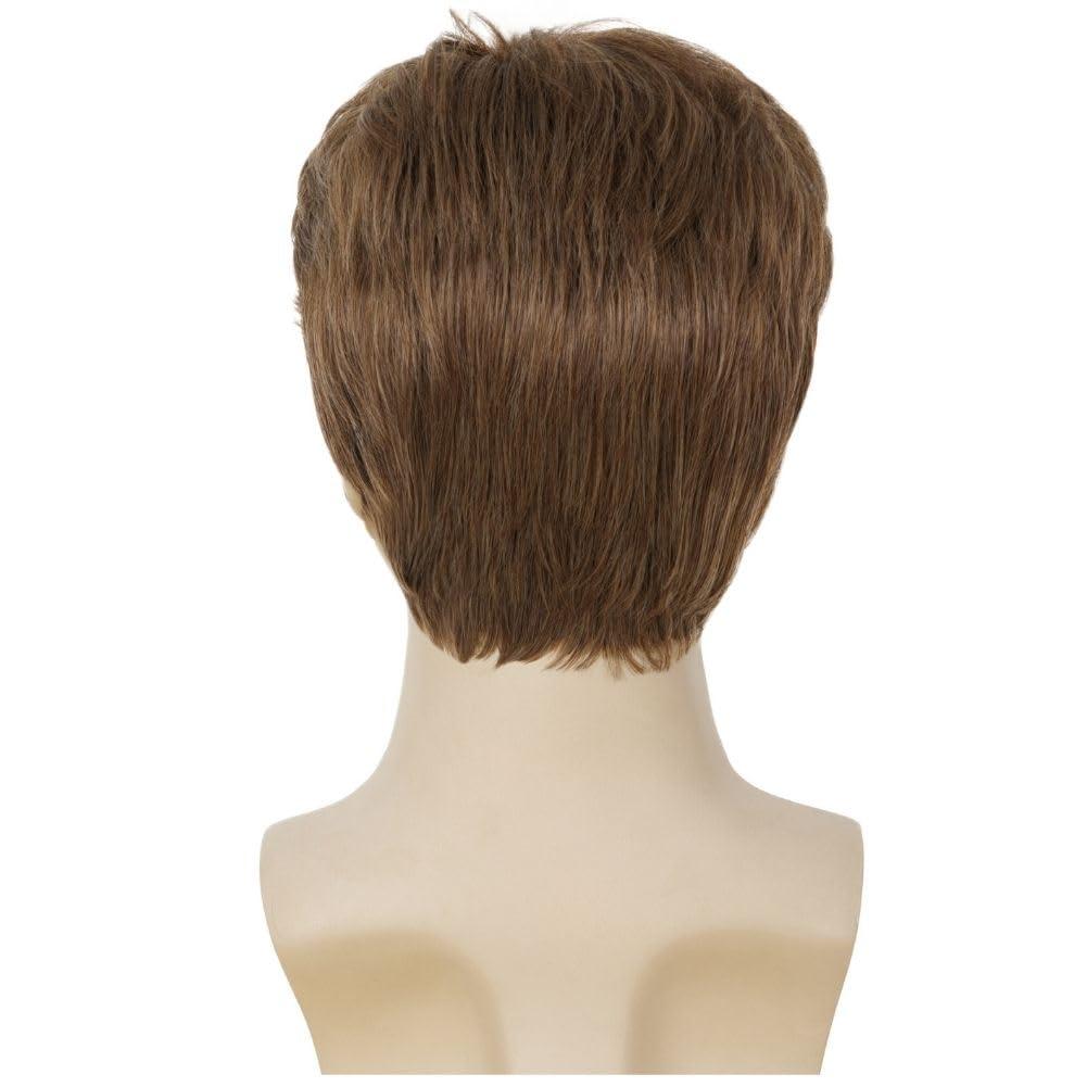 imageMens Black Short Wigs Natural Hair Male Wig Fluffy Synthetic Fibre Heat Resistant Halloween Cosplay WigBrown
