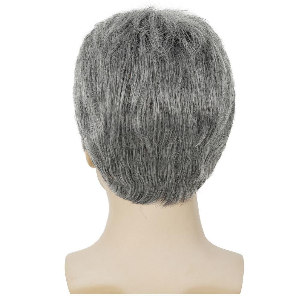imageMens Black Short Wigs Natural Hair Male Wig Fluffy Synthetic Fibre Heat Resistant Halloween Cosplay WigGrey