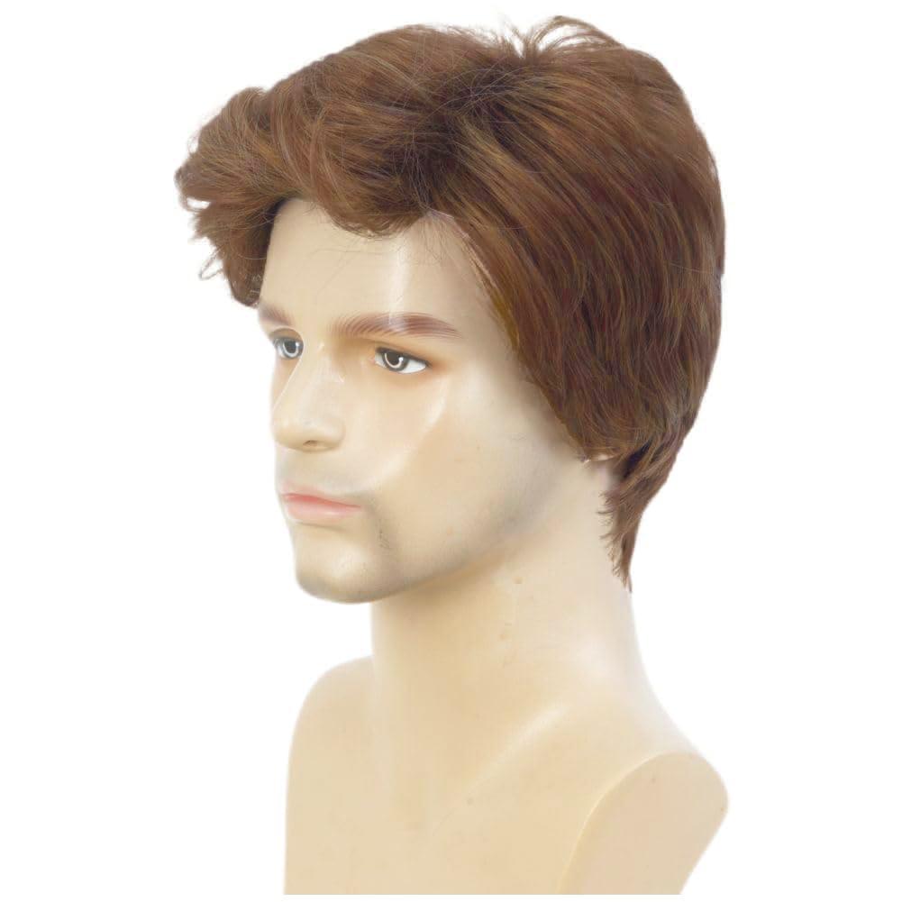 imageMens Brown Short Wig Soft Layered Fluffy Natural Looking Synthetic Halloween Cosplay Daily Party WigsBrown2