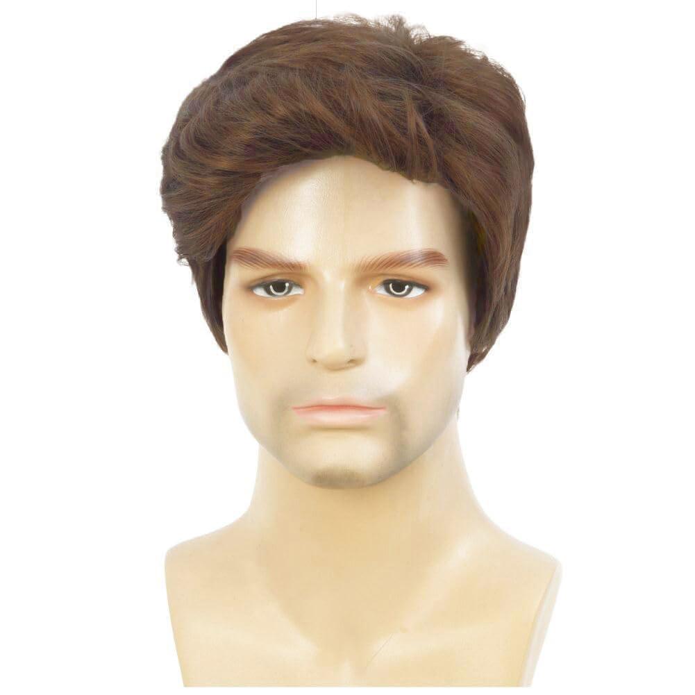 imageMens Brown Short Wig Soft Layered Fluffy Natural Looking Synthetic Halloween Cosplay Daily Party WigsBrown2