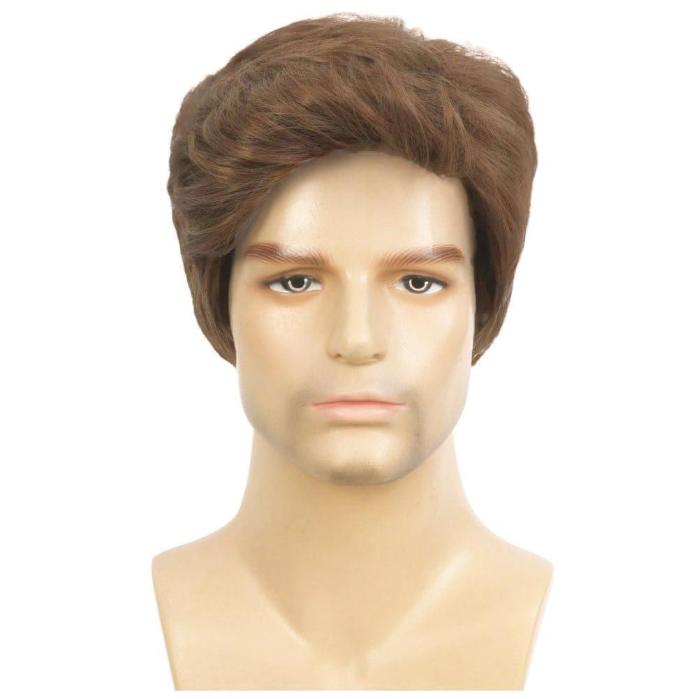 imageMens Brown Short Wig Soft Layered Fluffy Natural Looking Synthetic Halloween Cosplay Daily Party WigsBrown2