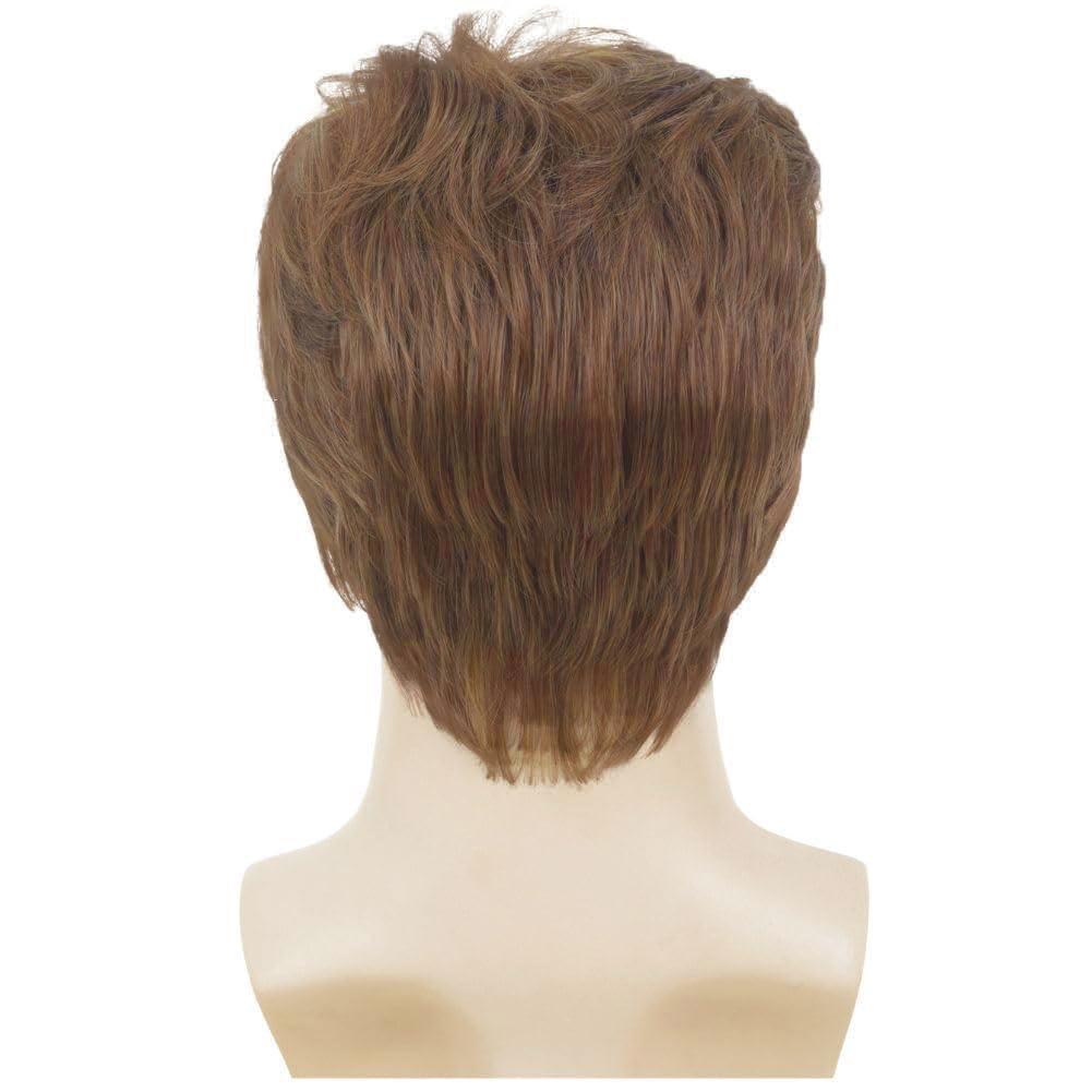 imageMens Brown Short Wig Soft Layered Fluffy Natural Looking Synthetic Halloween Cosplay Daily Party WigsBrown2