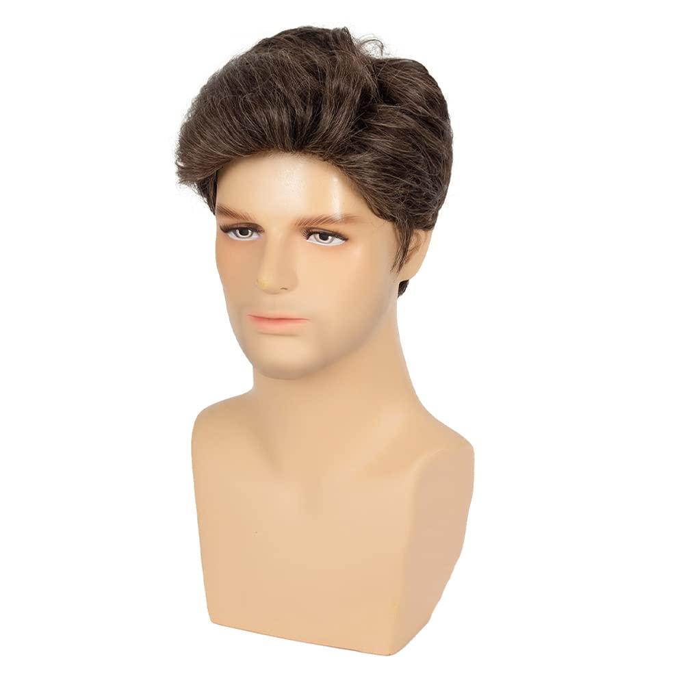 imageMens Long Brown Wig Straight Brown Side Part Wig Synthetic Heat Resistant Hair Wigs Male Guys Daily Party Costume Halloween UseShort Brown