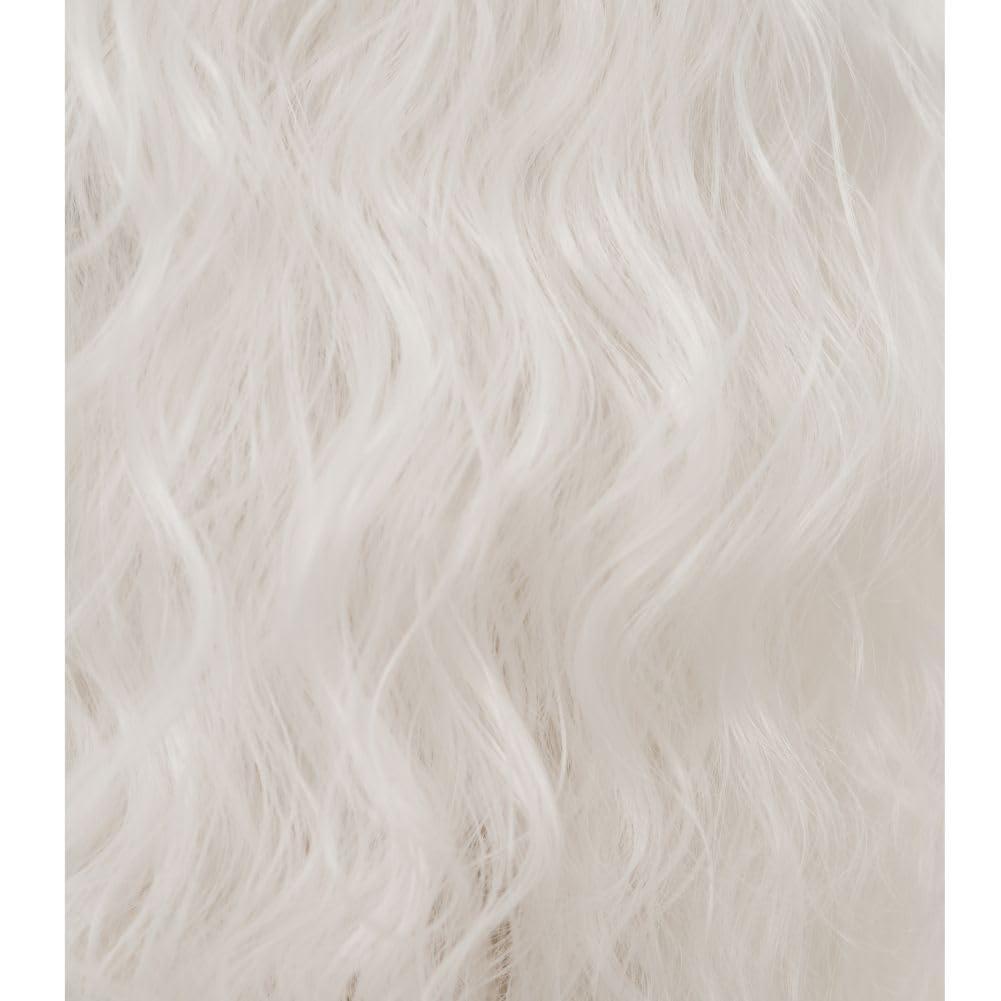 imageMens White Long Curly Wig 70s 80s Rocker Wig with Bangs Synthetic Heat Resistant Halloween Cosplay Costume WigWhite