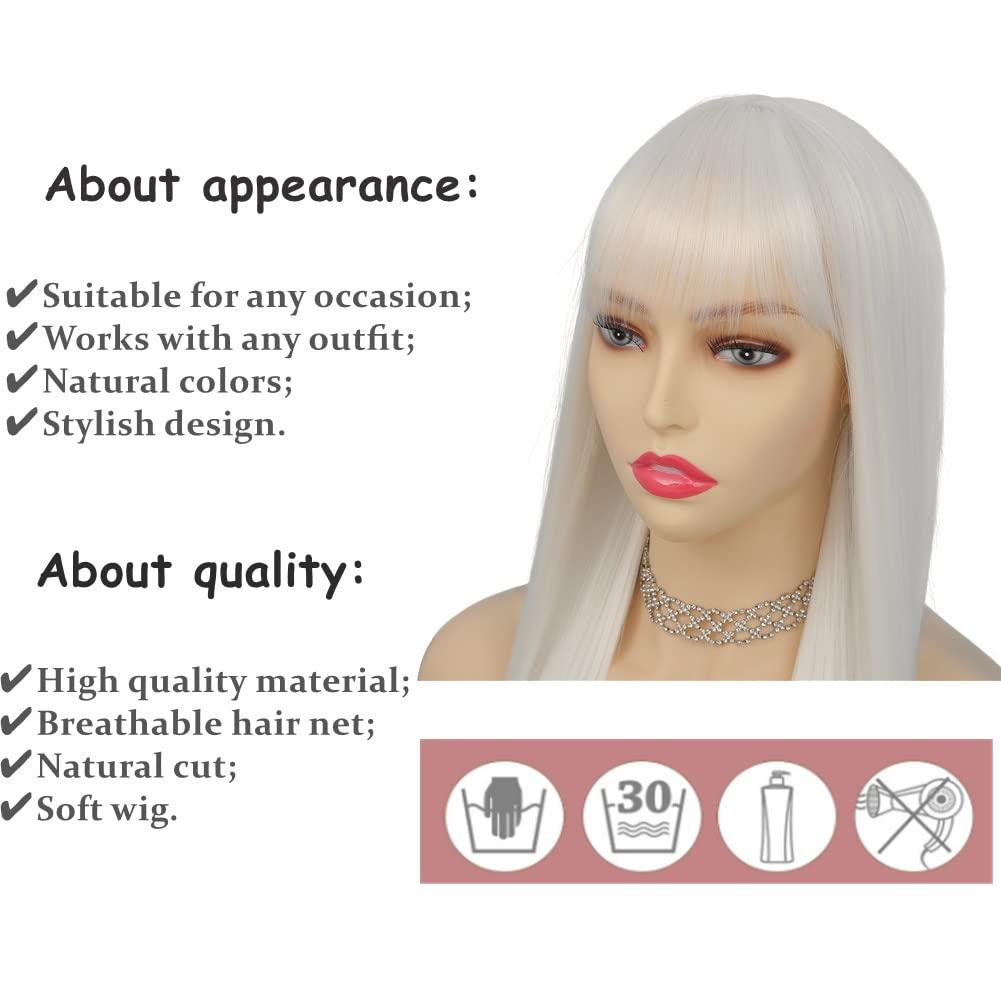 imageNeon Green Long Straight Wigs for Women with Side Bangs Natural Halloween Party Hair Heat Resistant Synthetic Wig for CosplayLight GreenWhite