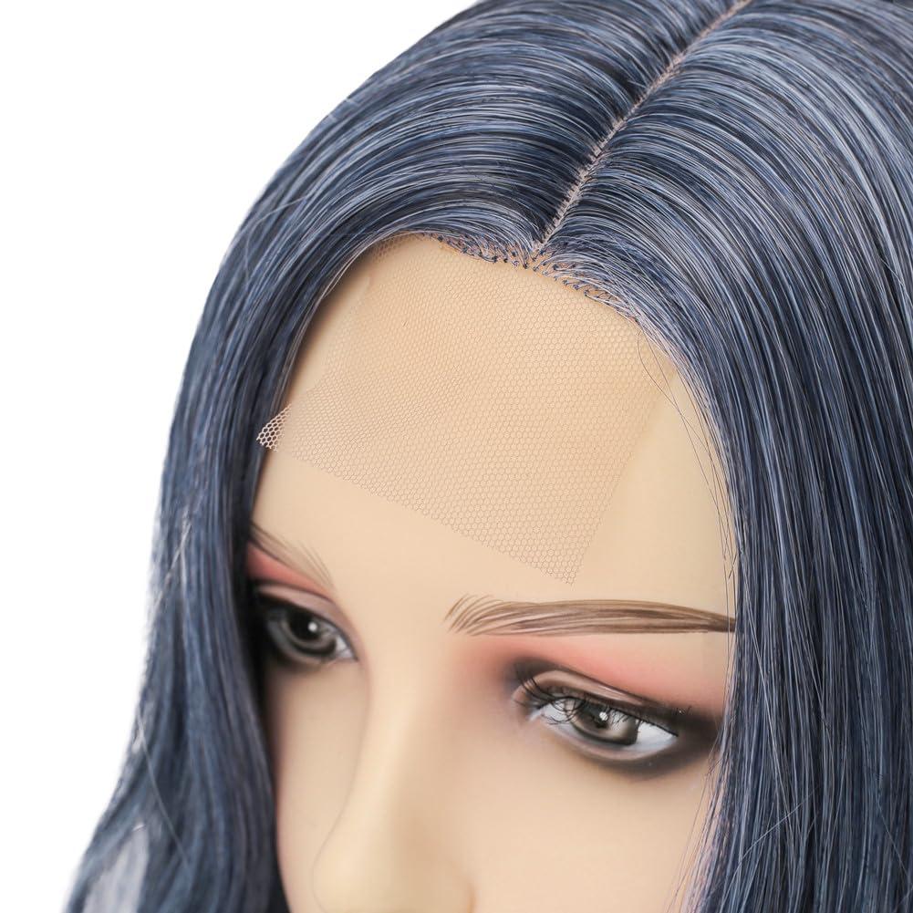 imageOmbre Blue Wigs for Women Long Curly Wave Wigs Middle Part Hair Natural Synthetic Hair Halloween Cosplay WigBlue