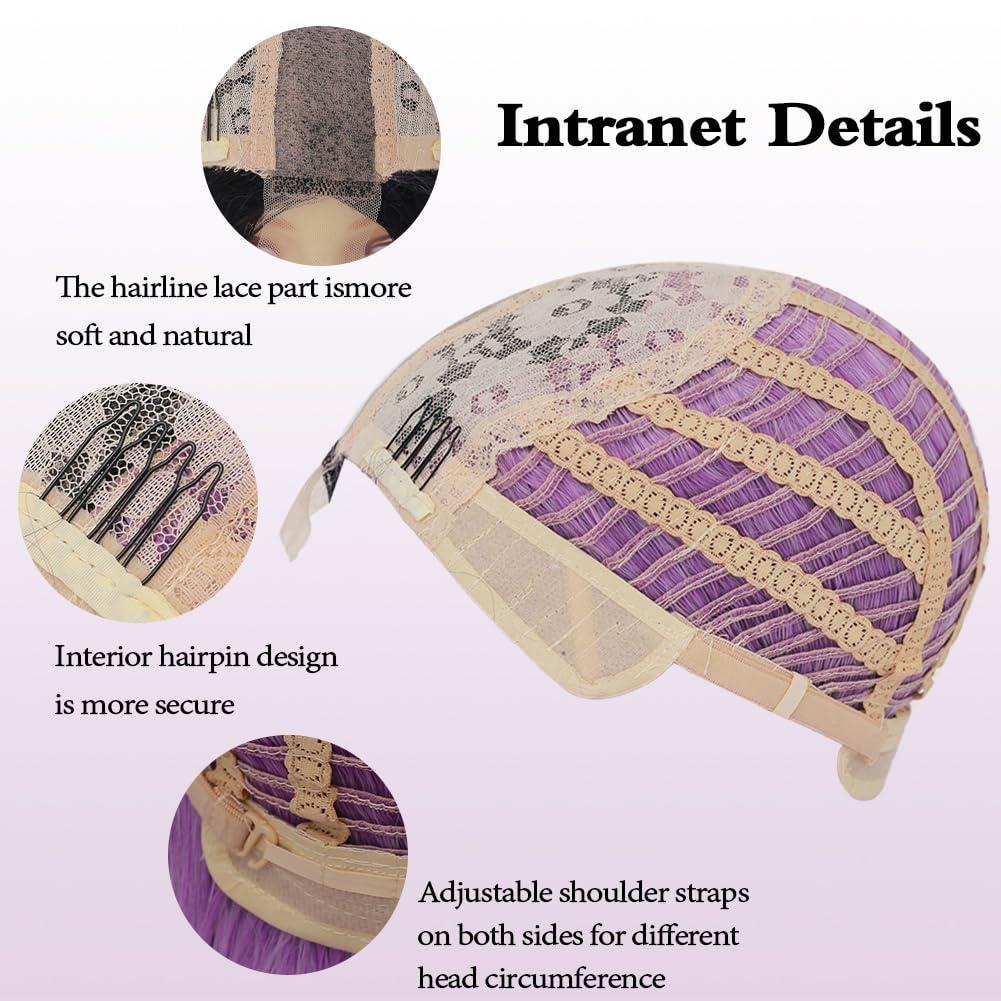 imageOmbre Blue Wigs for Women Long Curly Wave Wigs Middle Part Hair Natural Synthetic Hair Halloween Cosplay WigPurple