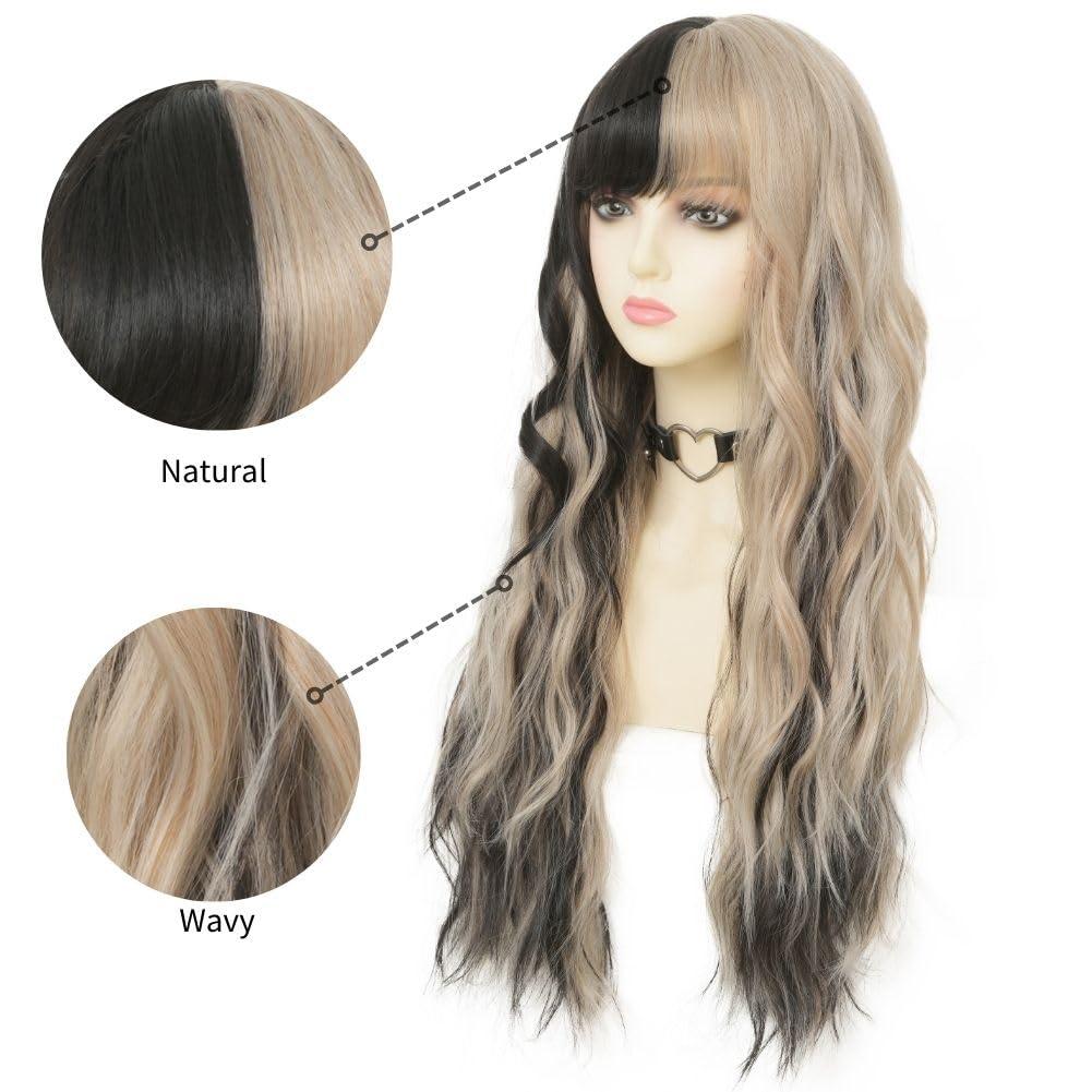 imageRed Wigs for Women Long Wavy Heat Resistant Side Part Natural Looking Cosplay Wigs Halloween Party Bright RedBlack