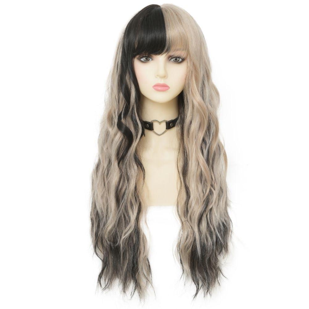 imageRed Wigs for Women Long Wavy Heat Resistant Side Part Natural Looking Cosplay Wigs Halloween Party Bright RedBlack