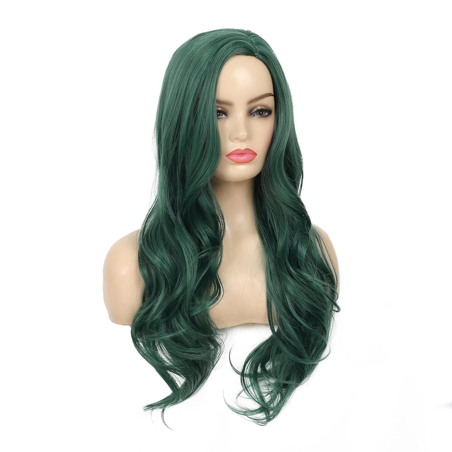 imageRed Wigs for Women Long Wavy Heat Resistant Side Part Natural Looking Cosplay Wigs Halloween Party Bright RedGreen