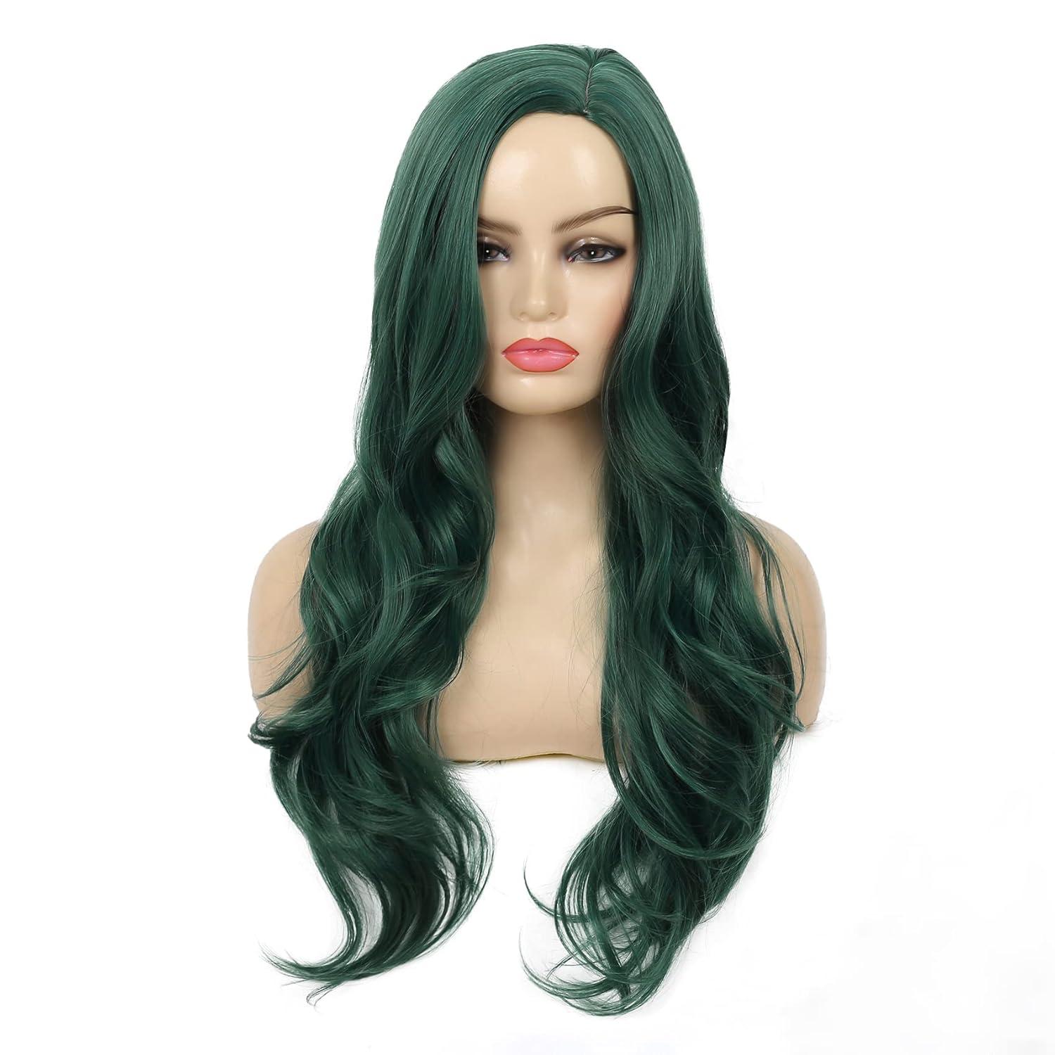 imageRed Wigs for Women Long Wavy Heat Resistant Side Part Natural Looking Cosplay Wigs Halloween Party Bright RedGreen