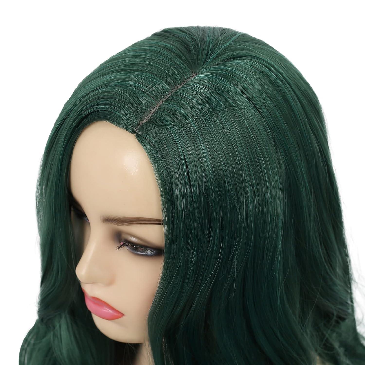 imageRed Wigs for Women Long Wavy Heat Resistant Side Part Natural Looking Cosplay Wigs Halloween Party Bright RedGreen
