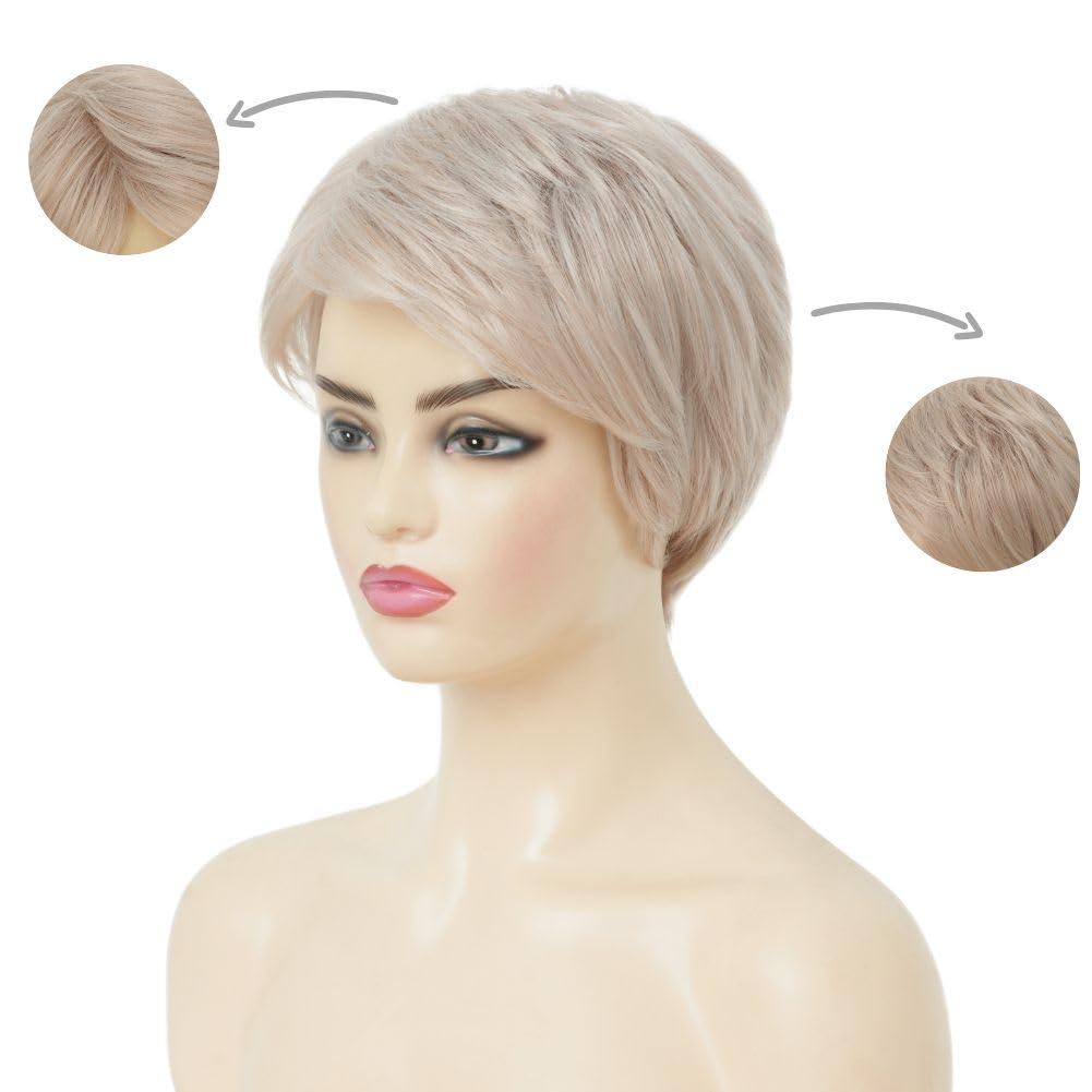 imageShort Blonde Curly Wigs for Women Synthetic Natural Looking Daily Party Halloween Wig for White WomenBlonde Short