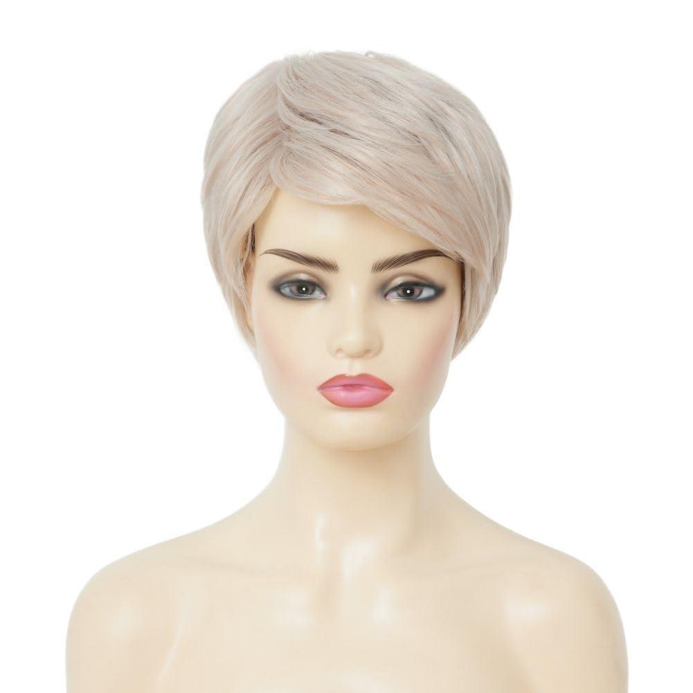 imageShort Blonde Curly Wigs for Women Synthetic Natural Looking Daily Party Halloween Wig for White WomenBlonde Short